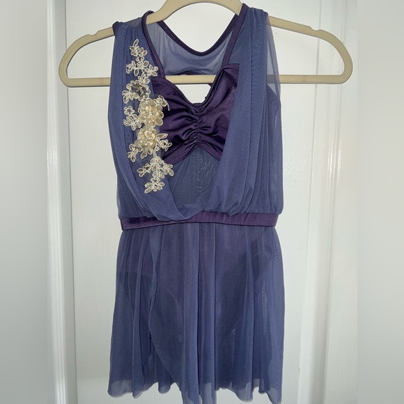 Weissman Dance Costume MC Draped Fabric with Lace Embellishment at bodice - Picture 1 of 15